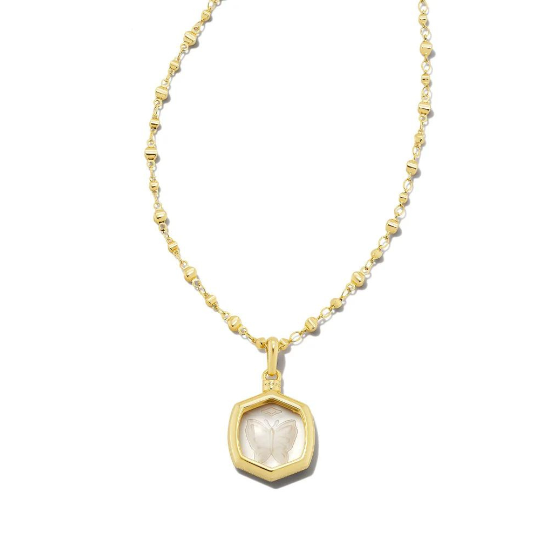Abbie Gold Pendant Necklace in Rose Quartz | Kendra Scott