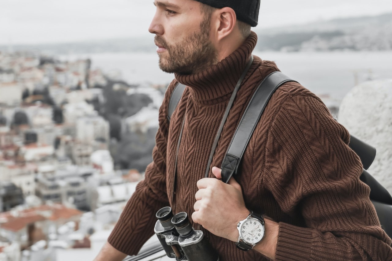 Man exploring Italy and wearing a beautiful watch