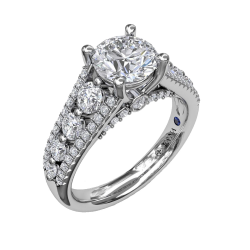 Fana 0.89ctw Diamond Solitaire Three-Row Engagement Ring Mounting
