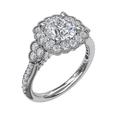 Fana 0.90ctw Diamond Floral Halo Engagement Ring Mounting