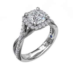 Fana 0.37ctw Diamond Halo Twisted Band Engagement Ring Mounting