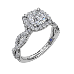Fana 0.45ctw Diamond Halo Twisted Pave Band Engagement Ring Mounting