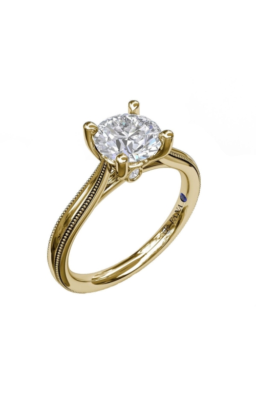 Fana Round Cut Solitaire Engagement Ring With Milgrain-Edged Band