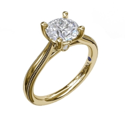 Fana Round Cut Solitaire Engagement Ring With Milgrain-Edged Band