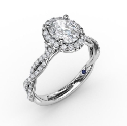 Fana Oval Halo with Diamond Twist Shank Engagement Ring Mounting