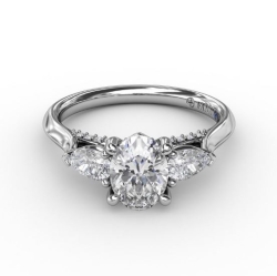 Fana Classic Oval Three-Stone Diamond Engagement Ring Mounting
