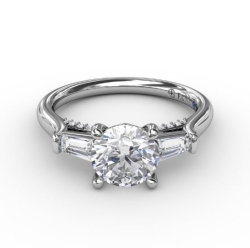 Fana Three-Stone Round Diamond Engagement Ring Mounting