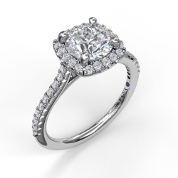 Fana 0.33ctw Delicate Cushion Halo Engagement Ring Mounting