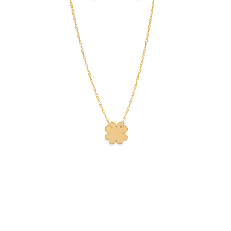 Tiny Four Leaf Clover Necklace Gold Shamrock Necklace 14k 