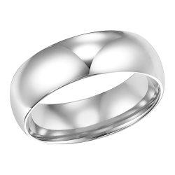 J&S Collection 14k White Gold Low Dome Band