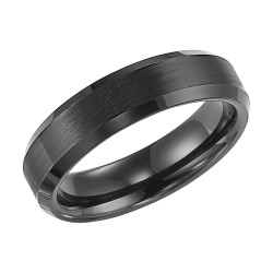 J&S Collection Black Tungsten Band With Bezel Edge