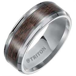J&S Collection 8mm Wood Inlay Tungsten Band
