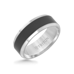 J&S Collection Tungsten Comfort Fit Band With The Ceramic Inlay