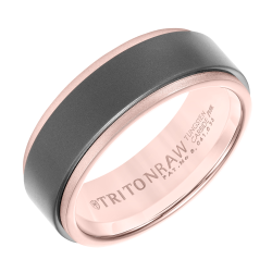 J&S Collection Raw 18k Rose Gold And Tungsten Wedding Band