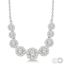 J&S Collection 1.00ctw Diamond Cluster Station Necklace