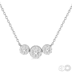 J&S Collection 0.75ctw Diamond Three Cluster Necklace