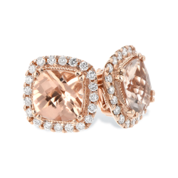 J&S Collection Diamond And Morganite Earrings