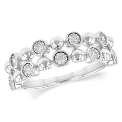 J&S Collection Diamond 2-Row Beaded Ring