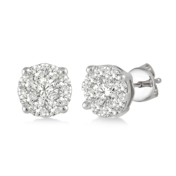 J&S Collection 0.75ctw Diamond Cluster Earrings In 14k White Gold
