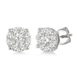 J&S Collection 1.00ctw Diamond Cluster Earrings
