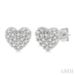 J&S Collection Petite 0.10ctw Diamond Heart Stud Earrings