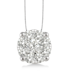 J&S Collection 1.00ctw Diamond Cluster Pendant Necklace