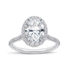 J&S Collection Oval Cut Halo Engagement Ring In 14k White Gold