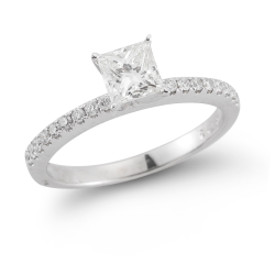 J&S Collection Princess Solitaire Engagement Ring Mounting