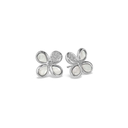 Judith Ripka Jardin Stud Earrings with Mother of Pearl and Diamonds