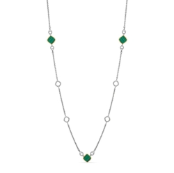 Judith Ripka Eternity Long Station Necklace with Malachite and 18K Gold