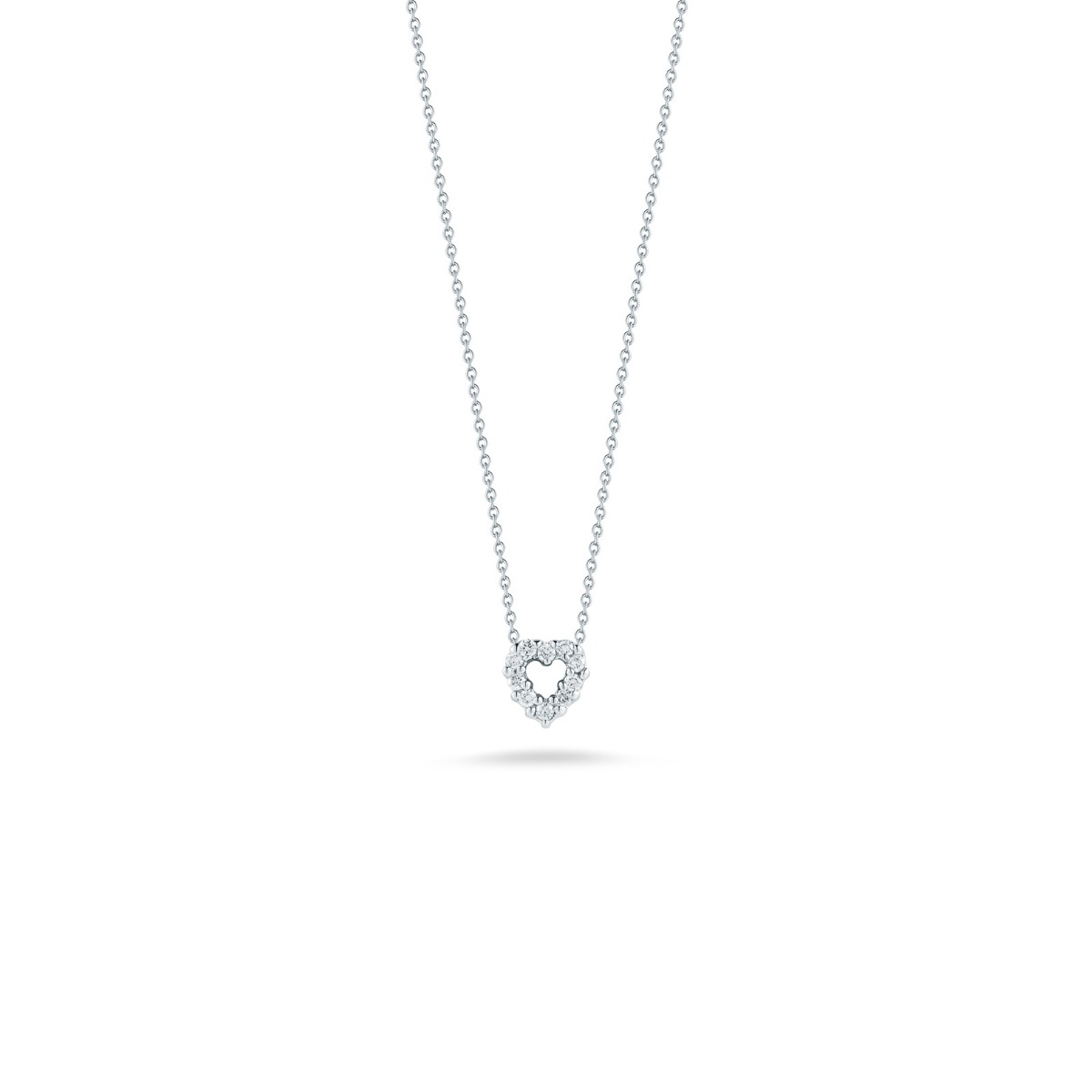 18K WHITE GOLD TINY TREASURES DIAMOND HEART NECKLACE - Roberto