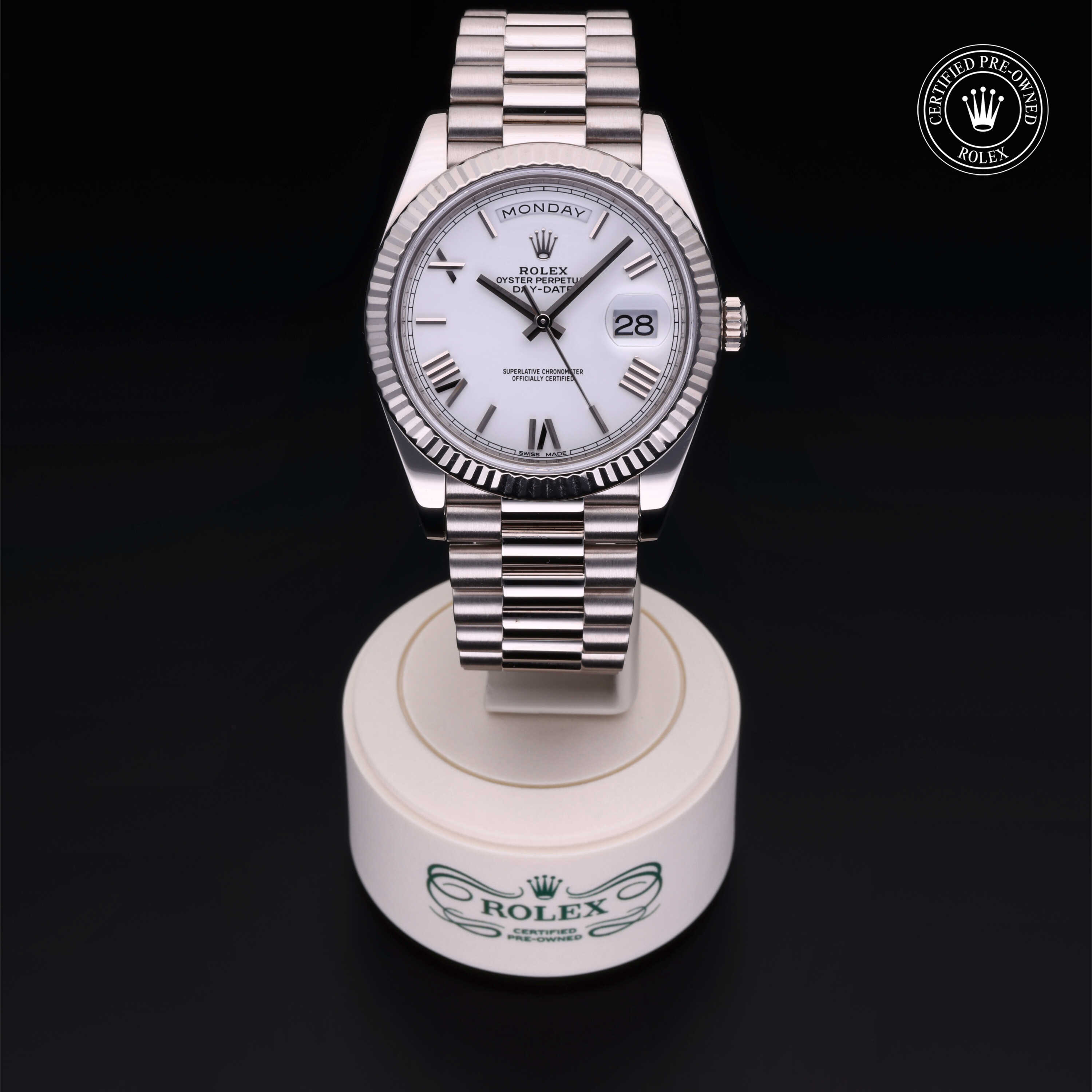 Rolex Day-Date in 18 ct white gold M228239-0046 at James & Sons