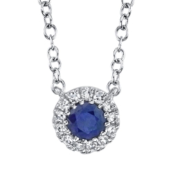 Shy Creation 0.04ctw Diamond and 0.14ctw Blue Sapphire Necklace