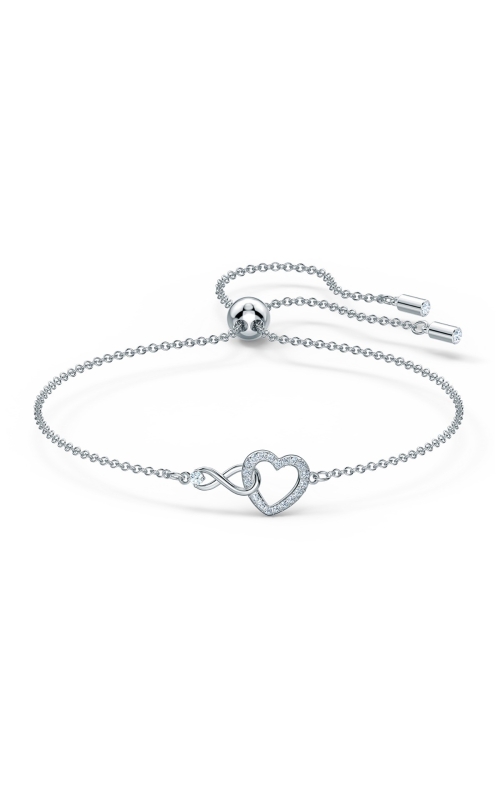 Swarovski Infinity Heart Bracelet In White, Rhodium Plated