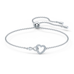 Swarovski Infinity Heart Bracelet In White, Rhodium Plated