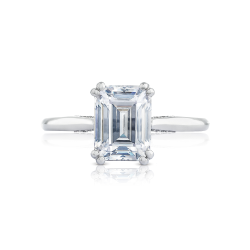 Simply Tacori .07ctw Diamond Emerald Solitaire Engagement Ring