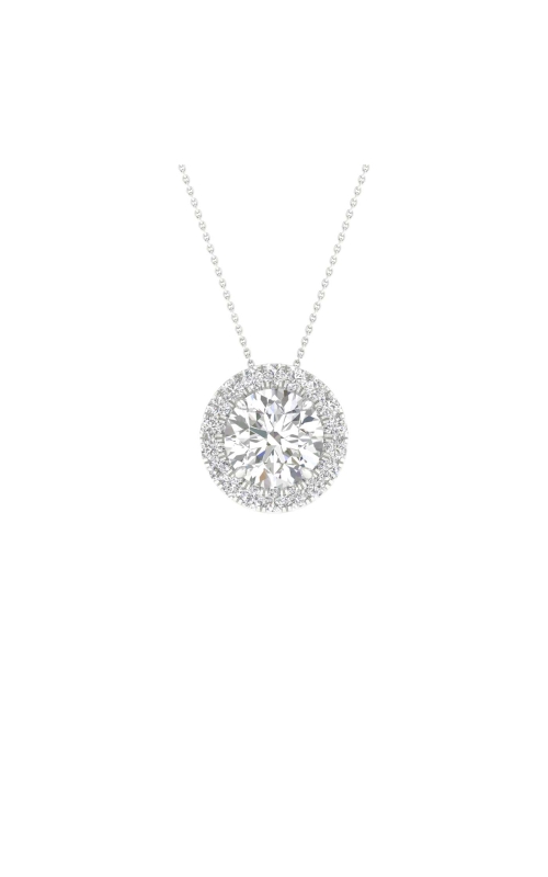 The Diamond Lab .81ct Lab Grown Diamond .12ctw Halo Pendant Necklace