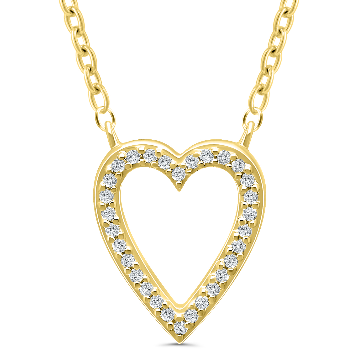 0.20ctw shops Baguette Diamond Open Heart Pendant 10k Yellow Gold