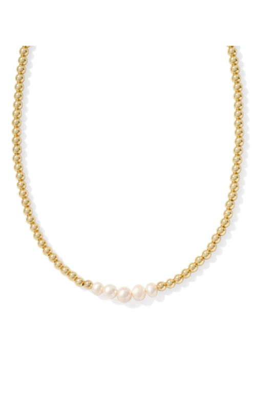 Kendra Scott Eve Gold Beaded Necklace in White Pearl