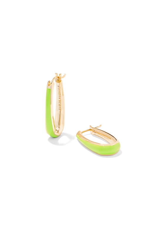 Kendra Scott Kelsey Gold Hoop Earrings in Chartreuse Enamel