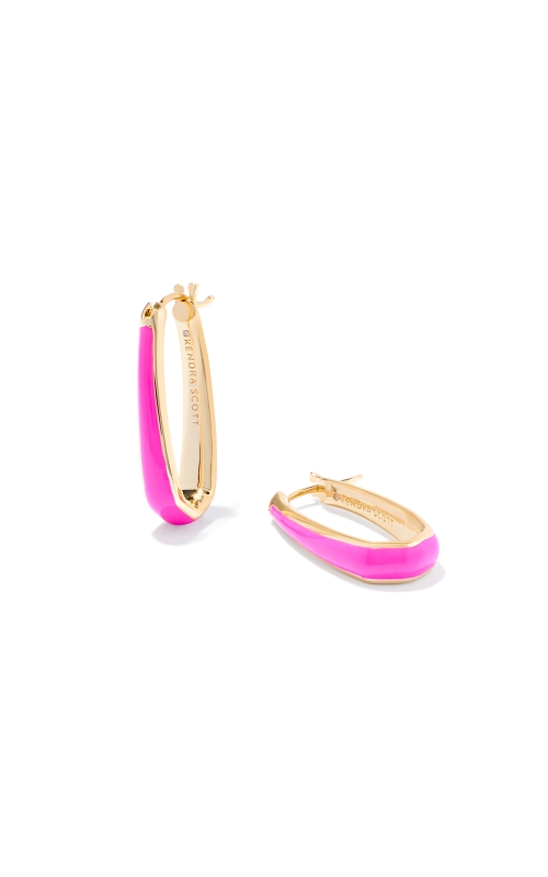 Kendra Scott Kelsey Gold Hoop Earrings in Pink Enamel