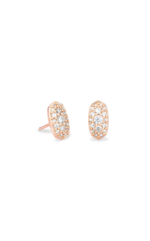 Kendra Scott Grayson Rose Gold Earrings in White Crystal