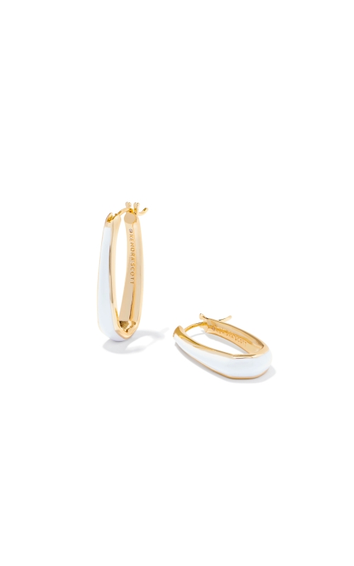 Kendra Scott Kelsey Gold Hoop Earrings in White Enamel