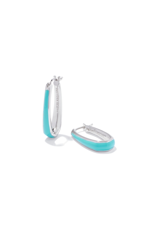 Kendra Scott Kelsey Silver Hoop Earrings in Turquoise Enamel