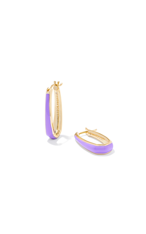 Kendra Scott Kelsey Gold Hoop Earrings in Purple Enamel