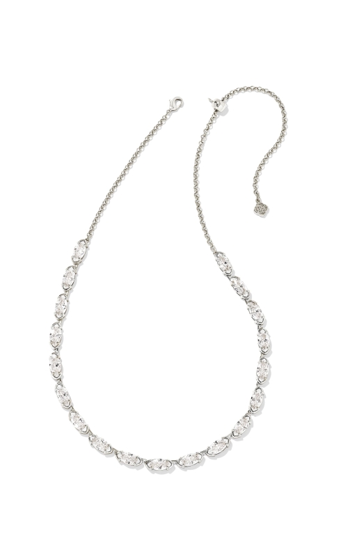 Kendra Scott Genevieve Silver Strand Necklace in White Crystal