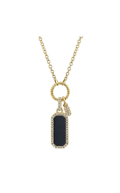 Shy Creation .13ct Diamond & .60ct Black Onyx Dog Tag Pendant