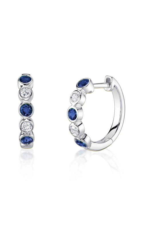 Shy Creation .16ctw Diamond Sapphire Bezel Huggie Earrings