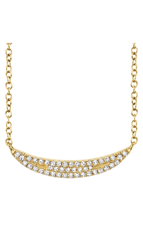 Shy Creation 0.11ctw Diamond Pave Crescent Necklace YG